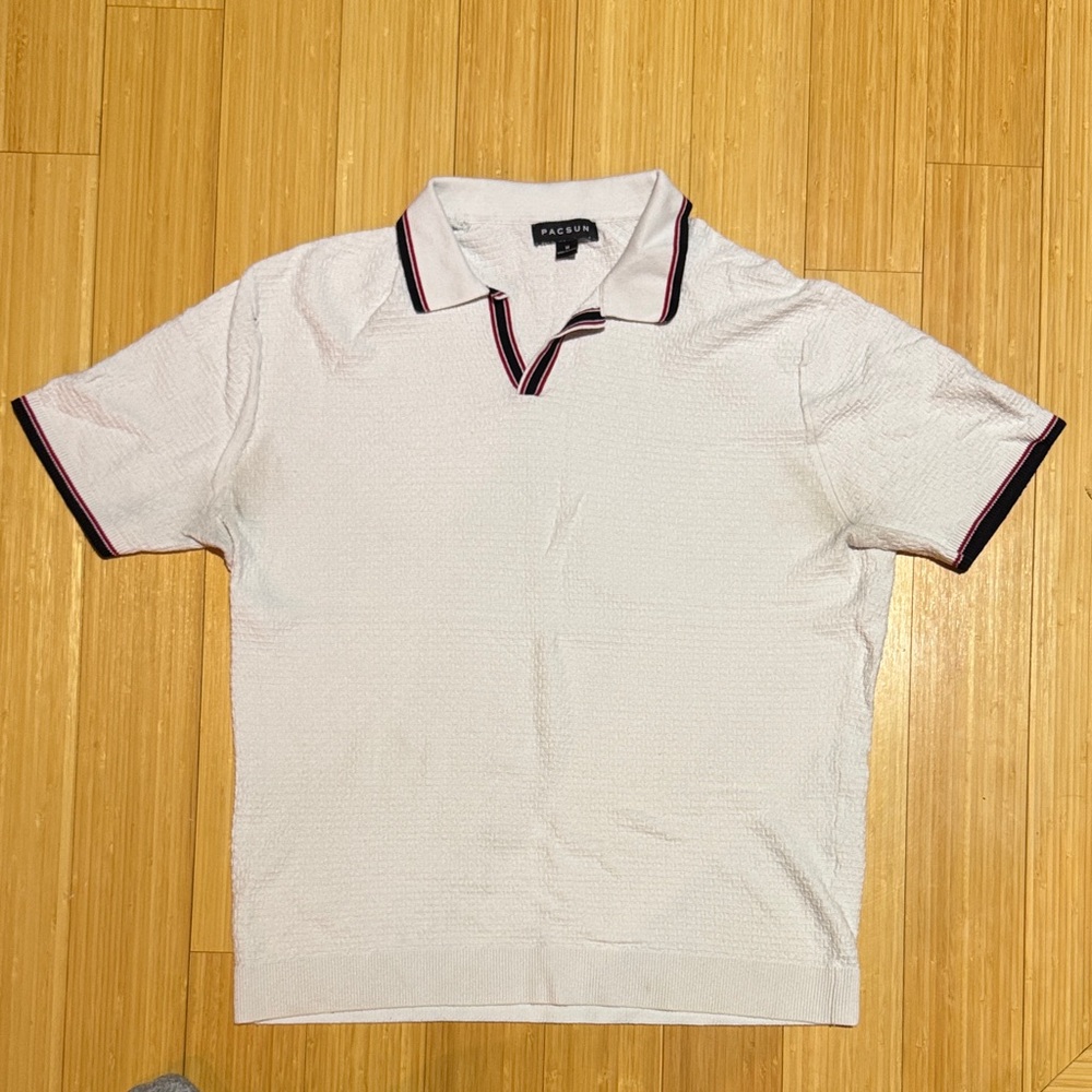 PacSun White Polo with Black and Red Trim